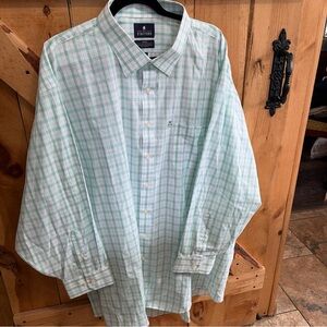 Stafford Men's Green and Blue Plaid Shirt, Travel